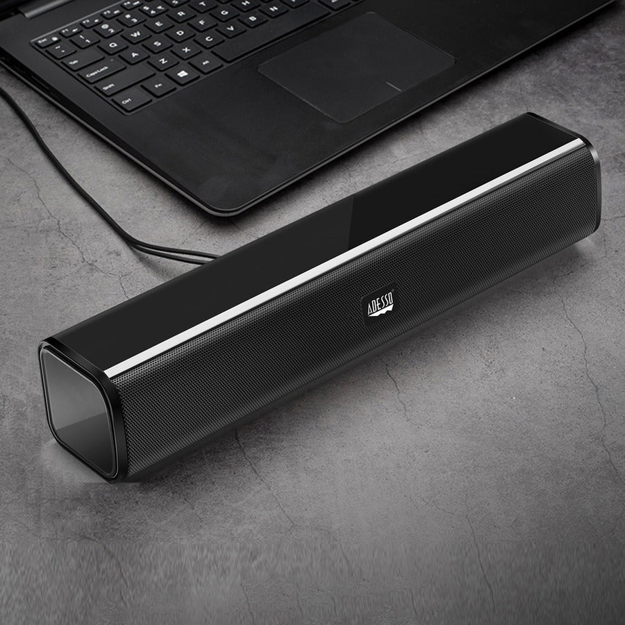 Adesso Xtream S5 USB-Powered Desktop Computer Sound Bar Speaker with Dynamic Sound- 5W x 2 - Portable Adesso Xtream S5 USB-Powered Desktop Computer Sound Bar Speaker with Dynamic Sound- 5W x 2 - Portable